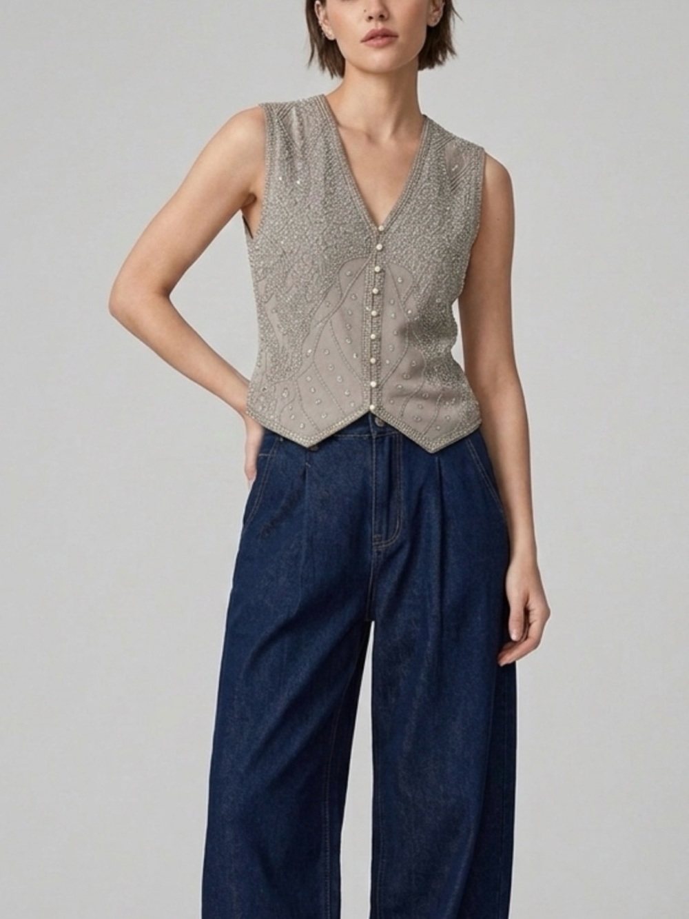 Vintage Spenser Jeremy Beaded Silk Vest sz medium; perfect condition